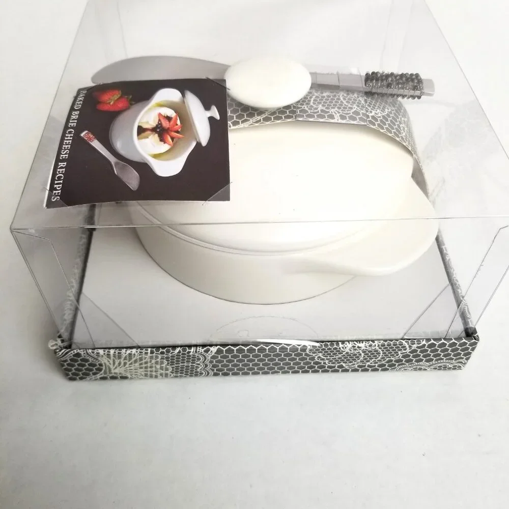 Wild Eye Designs Brie Cheese Baker Set 2 Piece White Ceramic NEW Kitchen Gift